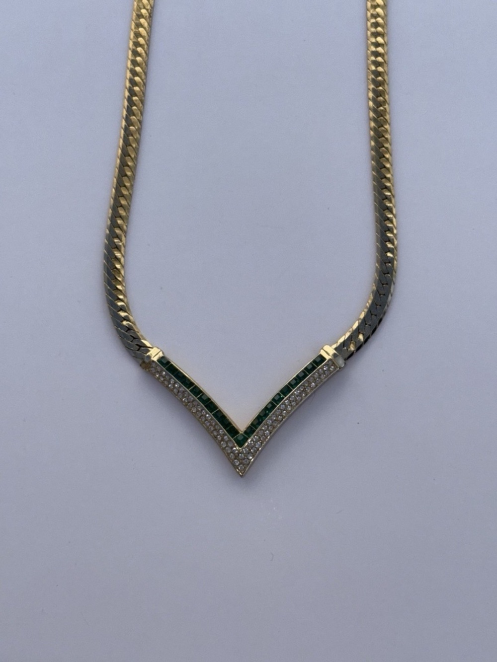 Christian Dior Necklace Vintage Green Gemstones Gold - Picture 3 of 6